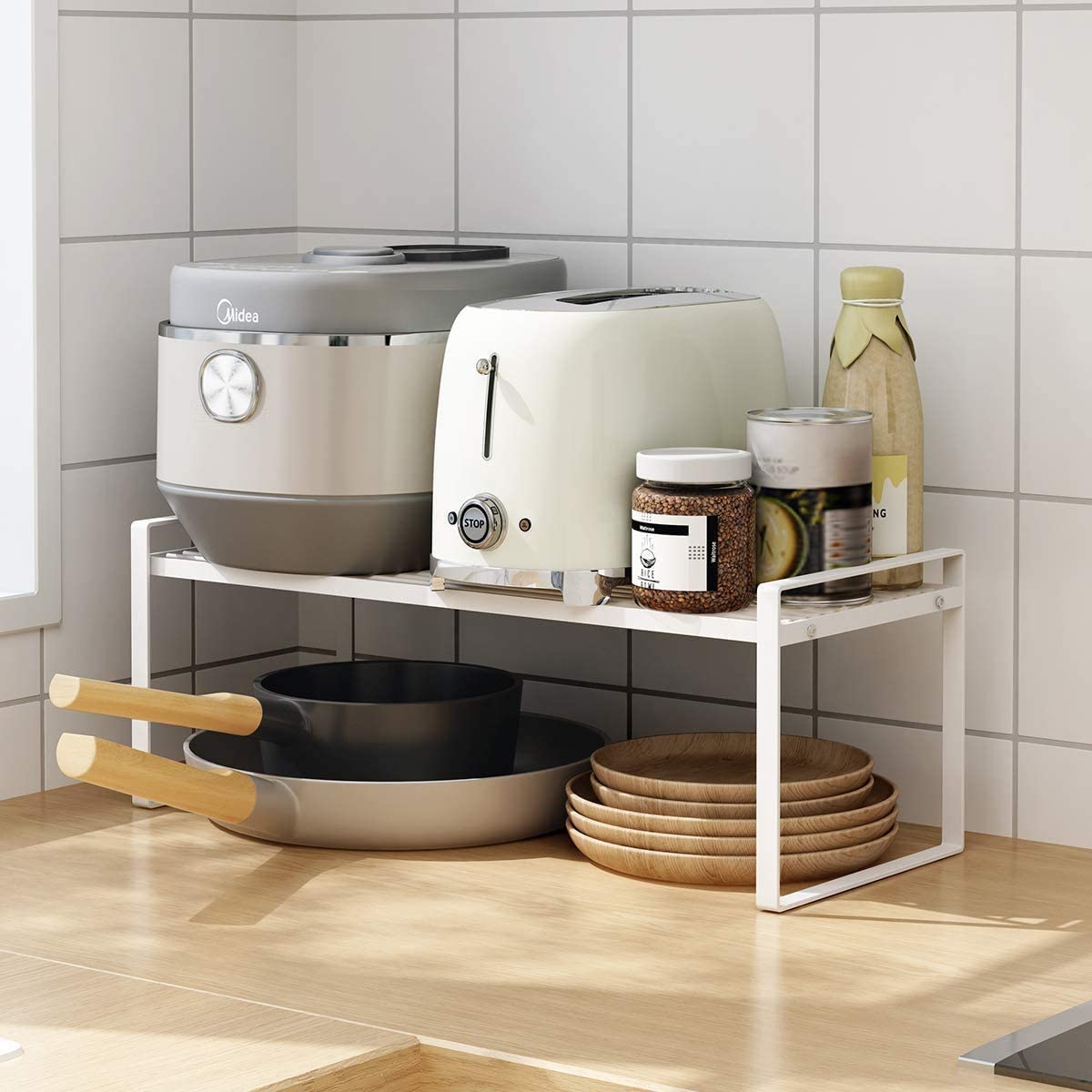 Kitchen rack under the sink storage shelves