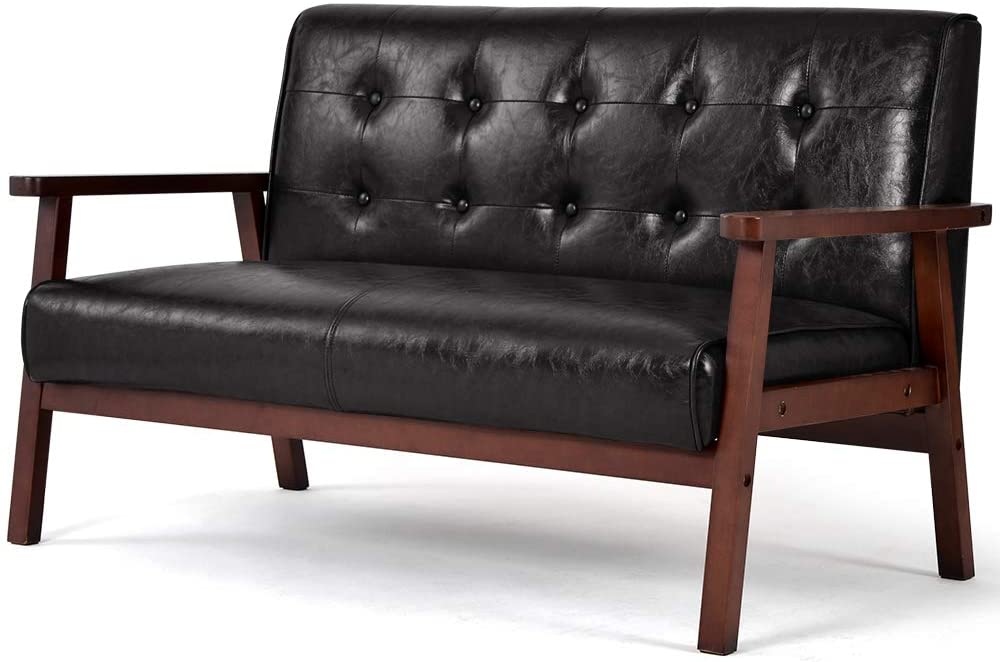 Sofa 2 seater black retro modern