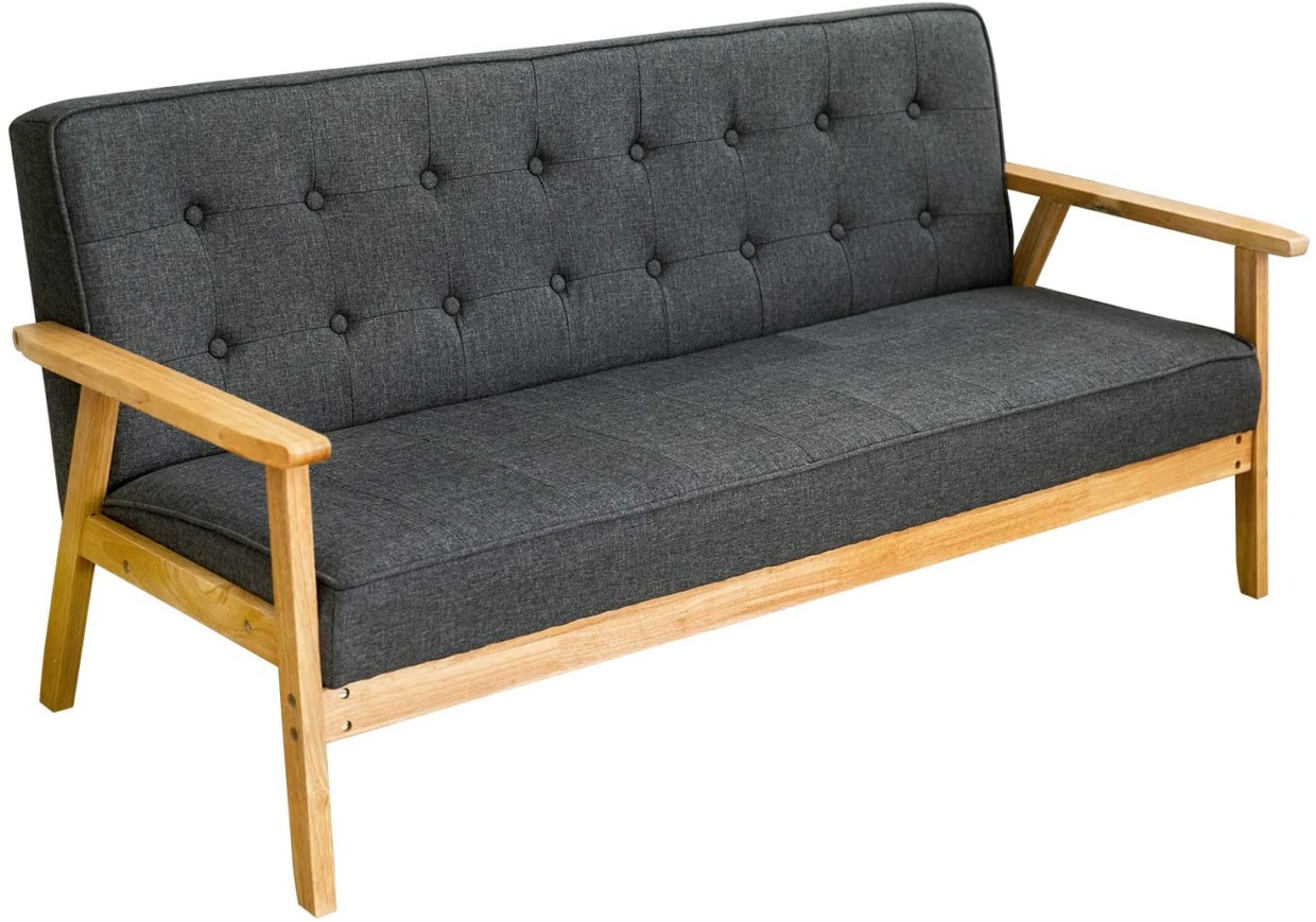 Sofa 3 seater sofa elbow with natural wooden leg