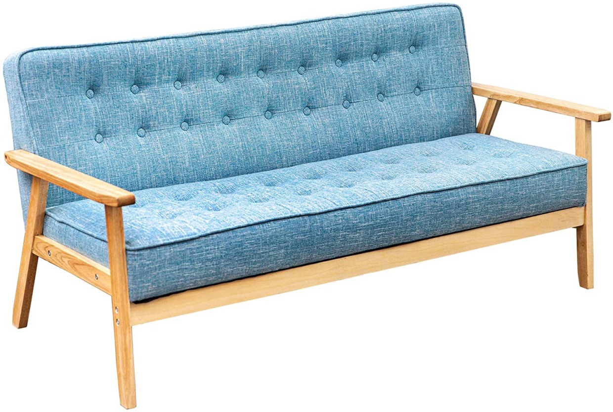 Sofa couch sofa 3 seater elbow with natural wooden leg