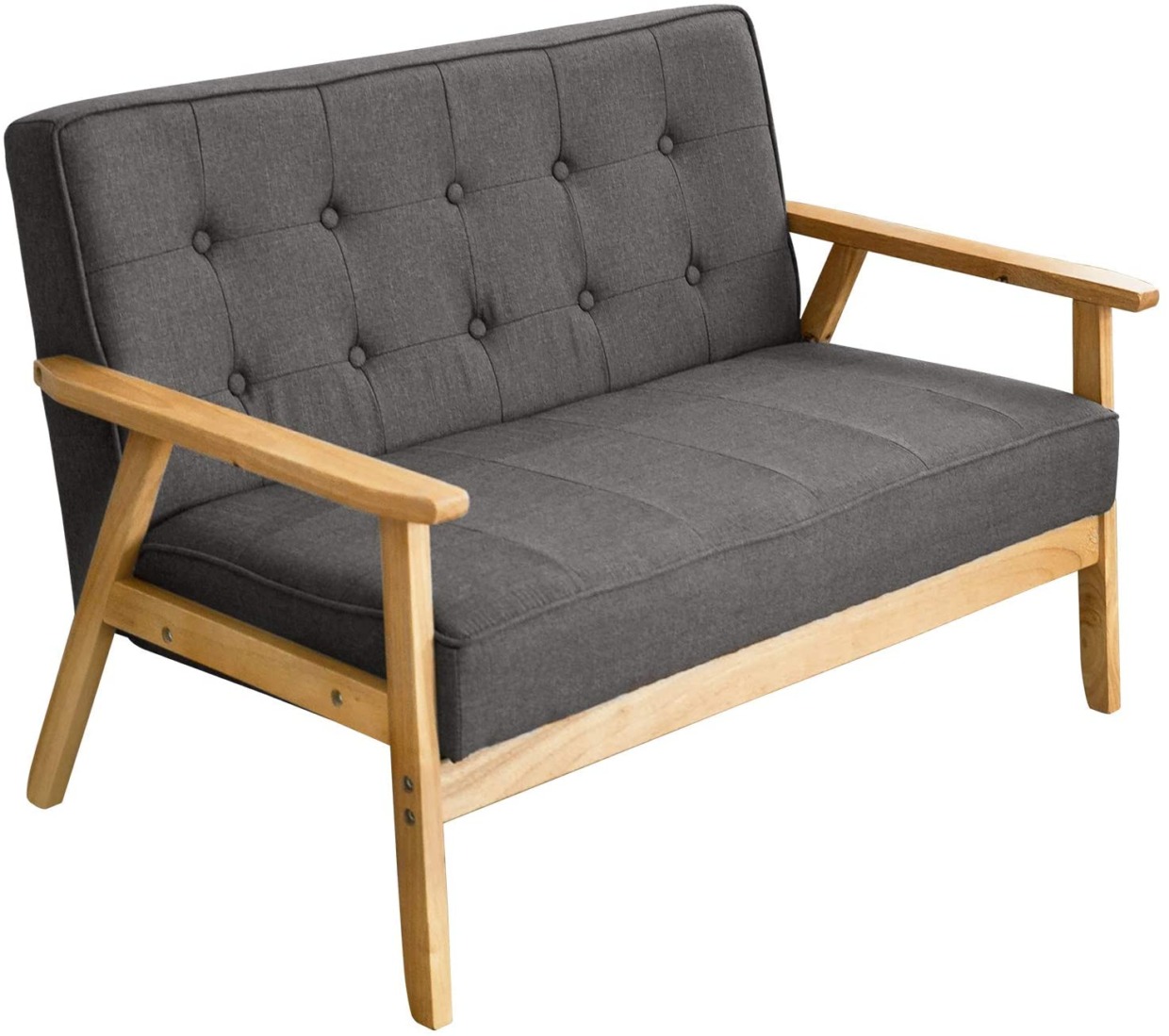 Sofa 2 seater sofa elbow with natural wooden leg width of about 157cm