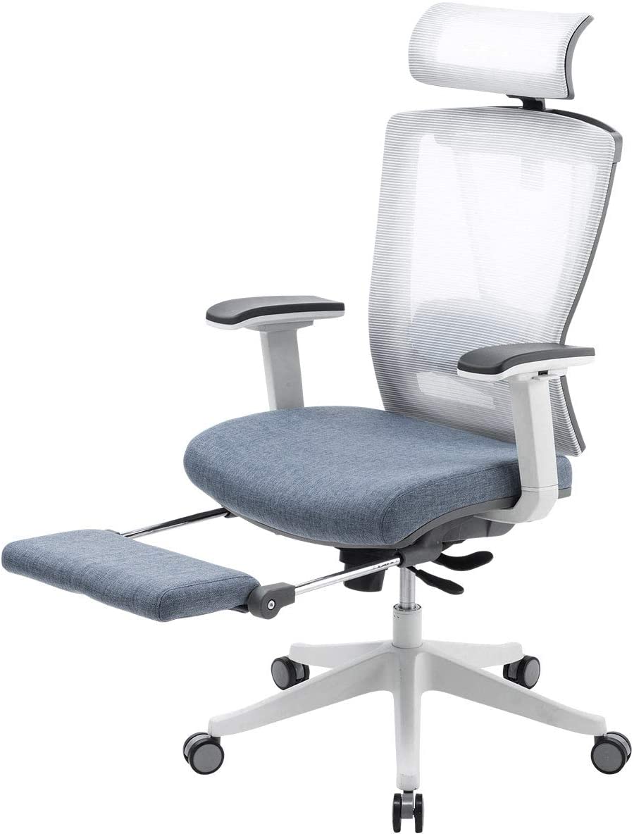 オフィスチェア メッシュ ハイバック 収納式オットマン付き